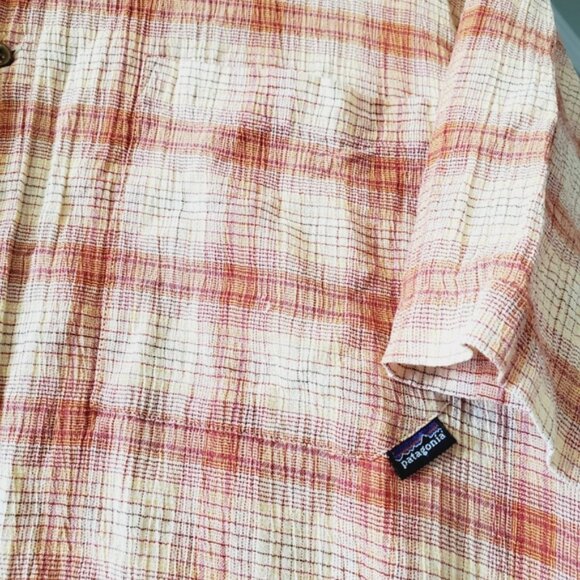 Patagonia Organic Cotton Mens Plaid Shortsleeve Button Down Lightweight Shirt XL - Picture 6 of 7